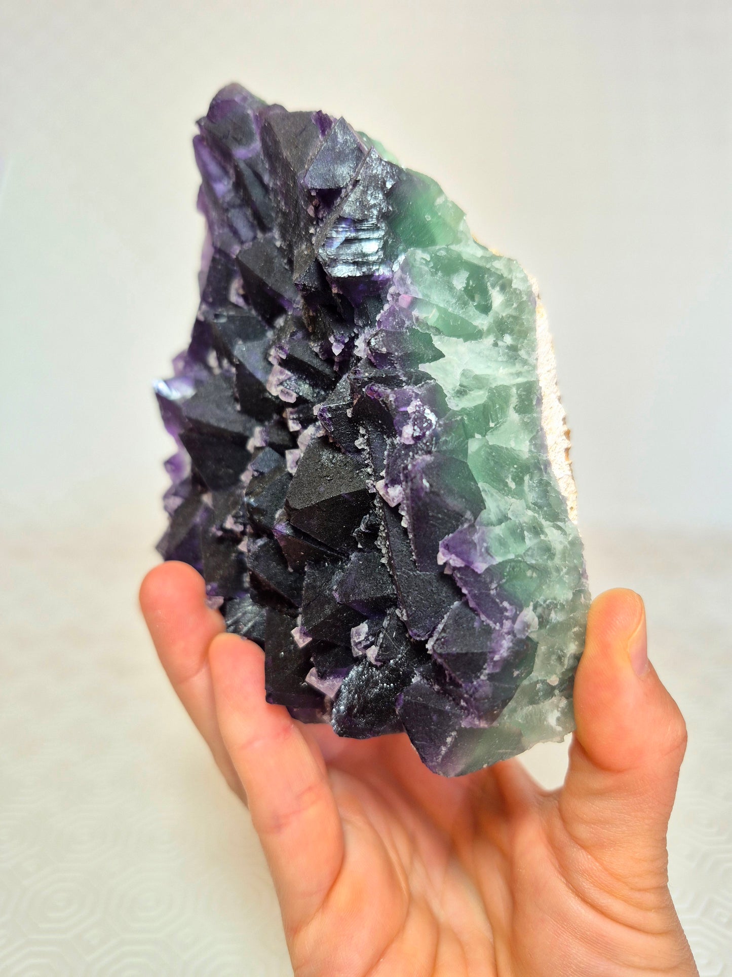 Fluorite ottaedrica bicolore