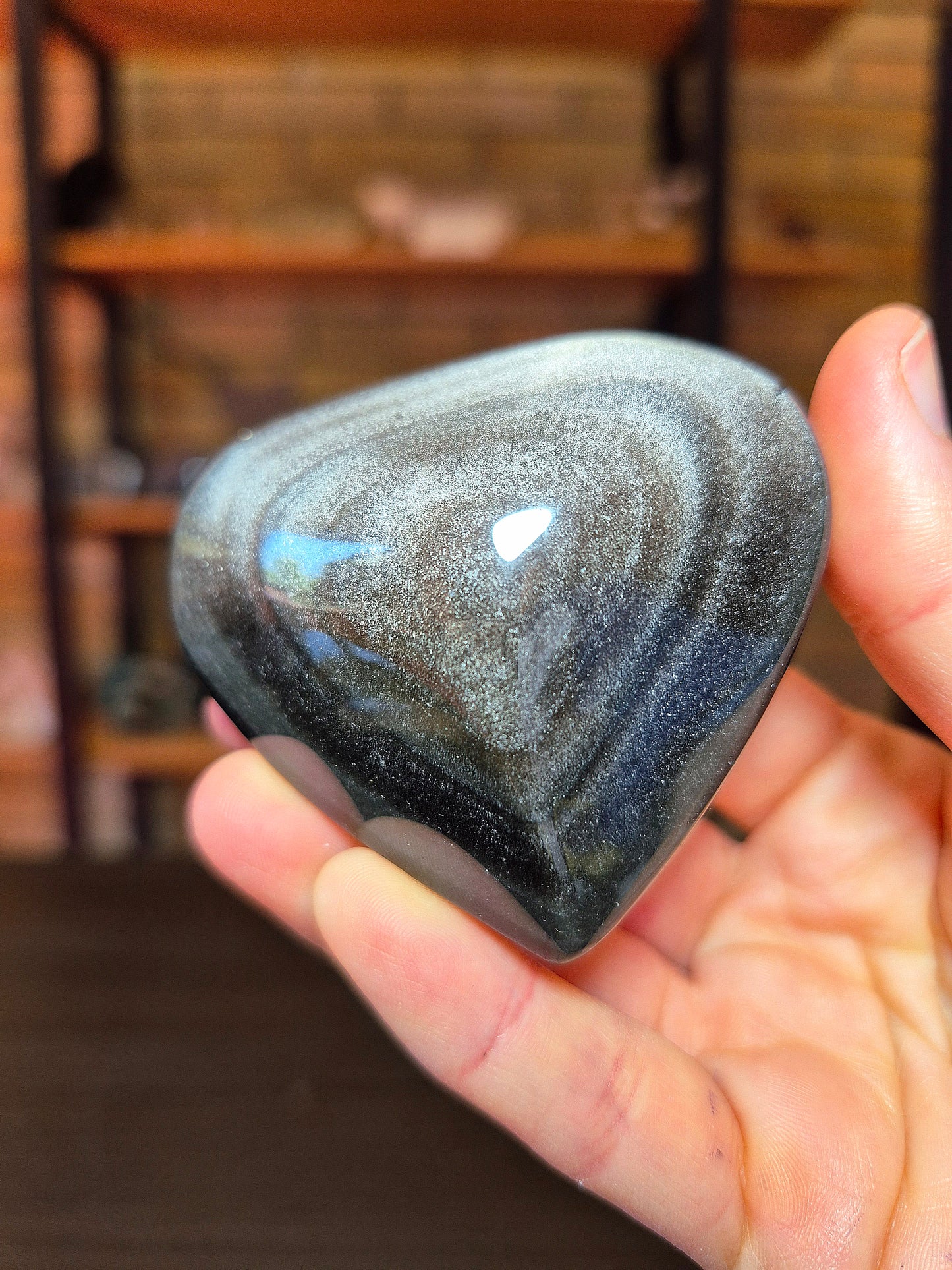 Cuore in Ossidiana Argentata